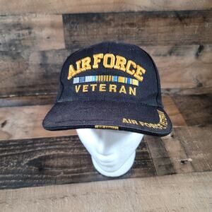 Air Force Veteran Black Adjustable Ball Cap Hat